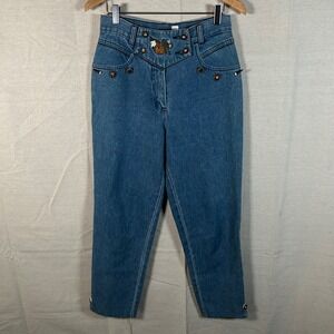 Hammerschmid‎ Sportive Trachtenmode Embroidered High Rise Tapered Jeans Blue 50